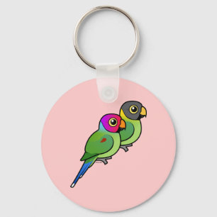 Plum-headed Parakeet Pair Keychain