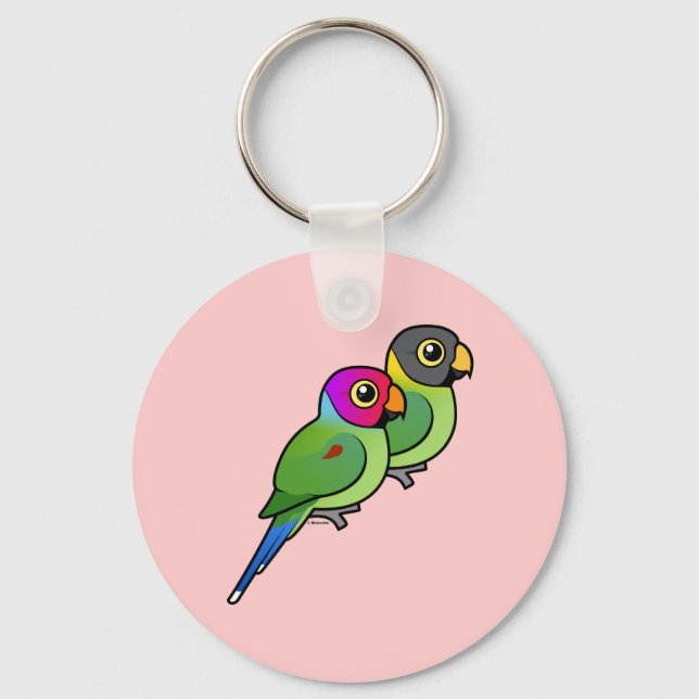 Plum-headed Parakeet Pair Keychain (Front)