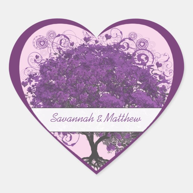 Plum Heart Leaf Tree Wedding Seal (Front)