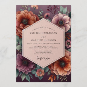 Plum Heirloom Floral Wedding Invitation