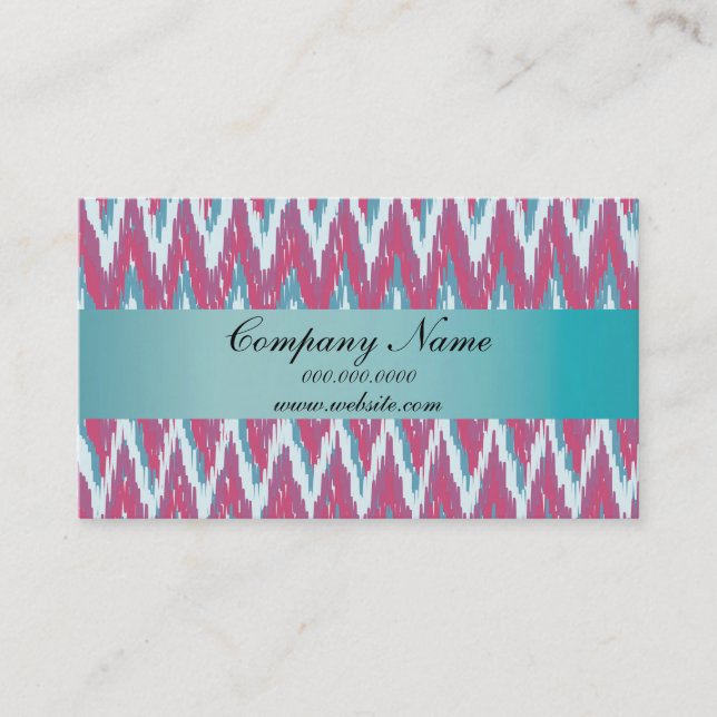 Plum Hot Pink ikat ZigZag Business Card (Front)