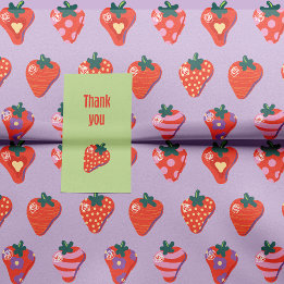 Plum Illustrated Strawberry Tissue Paper