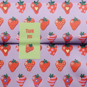 Plum Illustrated Strawberry Tissue Paper