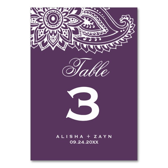 Plum Indian Paisley Numéro de table (Par défaut)
