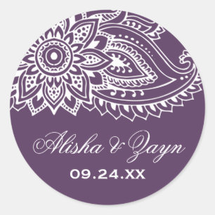 Plum Indian Paisley Wedding Envelope Seals