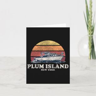 Plum Island Ny Vintage Boating 70s Retro Boat Desi Card