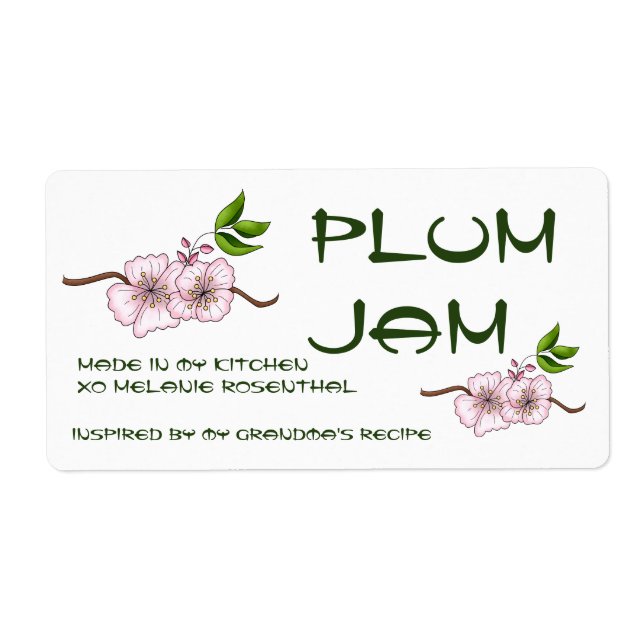 Plum Jam Jar Label (Customize) (Front)