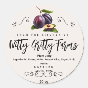 Plum Jam Jelly préserver Custom Canning Étiquette