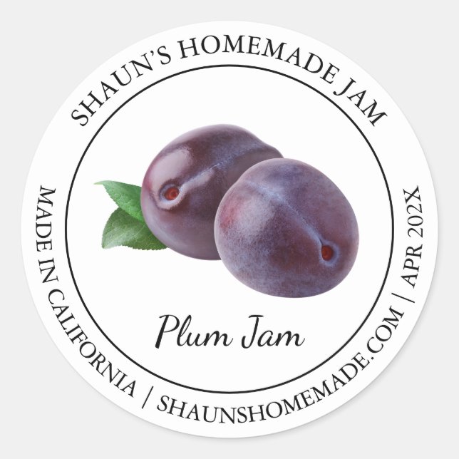 Plum Jam Modern label (Front)