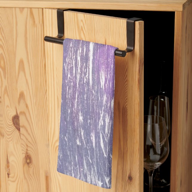 Plum Kitchen | Purple Silver Splatter Brushstroke Towel (Thirds Fold)