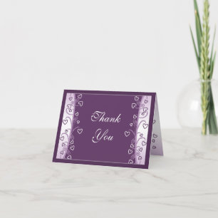 Plum Lavender Purple Hearts Mariage Carte de remer