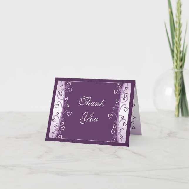 Plum Lavender Purple Hearts Mariage Carte de remer (Devant)