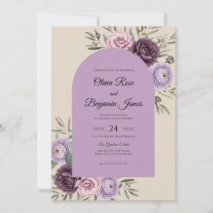 Plum Lavender Watercolor Wedding Invitation
