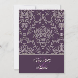 Plum + light cream lace invitation