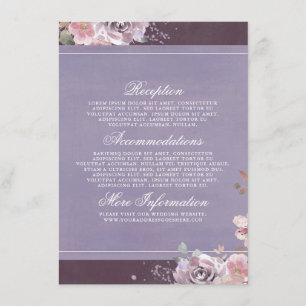 Plum Lilac and Mauve Wedding Information Guest Enclosure Card
