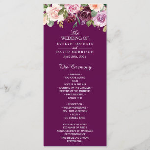 Plum Lilac Purple Blush Floral Chic Wedding Program