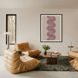 Plum Lombard Wavy Lines Modern Minimal Art Print