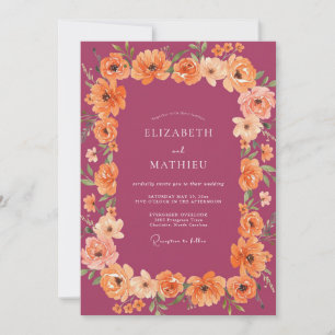 Plum Lush Floral Romance Wedding Invitation