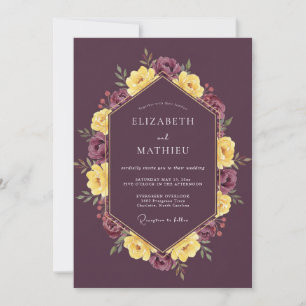 Plum Lustrous Harvest Wedding Invitation
