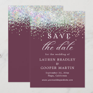 Plum Luxury Glitter Wedding Save The Date