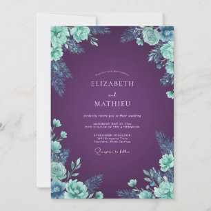 Plum Majestic Winter Wedding Invitation