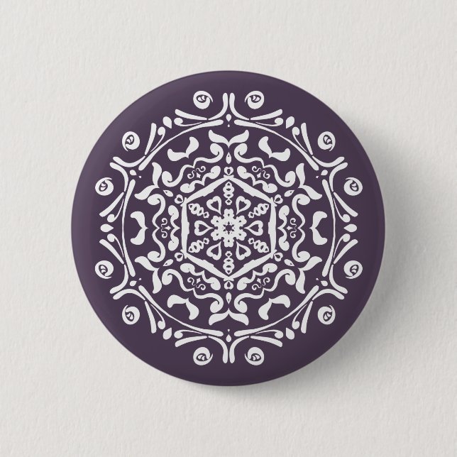 Plum Mandala 2 Inch Round Button (Front)