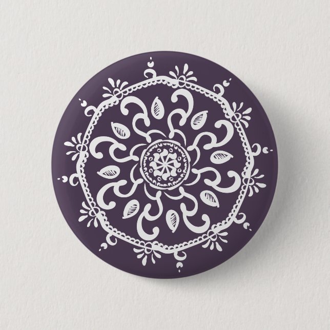 Plum Mandala 2 Inch Round Button (Front)
