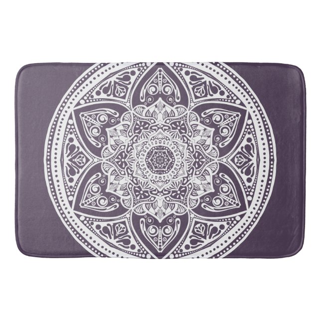 Plum Mandala Bath Mat (Front)