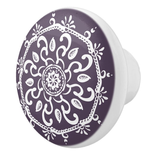Plum Mandala Ceramic Knob (Right)