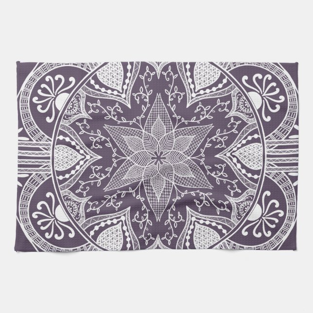 Plum Mandala Kitchen Towel (Horizontal)