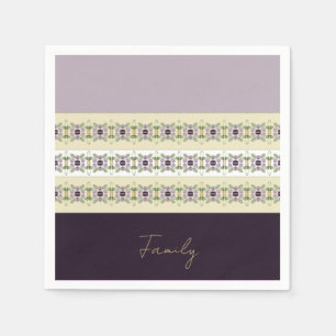 Plum Mauve and Beige Napkin