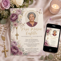 Plum Mauve & Ivory Floral Photo Catholic Funeral