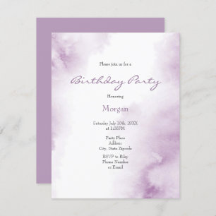 Plum Mauve Watercolor Abstract Frame Invitation