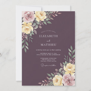 Plum Mauve Watercolor Wedding Invitation