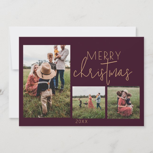 Plum MERRY Holiday Christmas Card (Front)