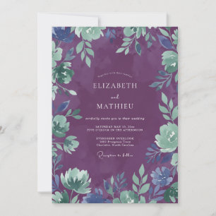 Plum Mint Foliage Sage Wedding Invitation