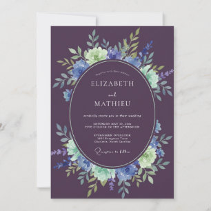 Plum Mint Watercolor Wedding Invitation