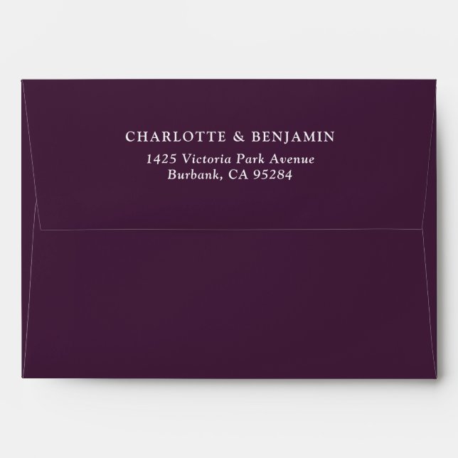 Plum Modern Custom Wedding 5.25x7.25 Envelope (Back (Top Flap))