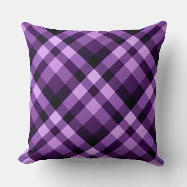 Plum moderne Plaid Plaid Motif Big Thlow Oreiller (Recto)
