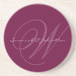 Plum Monogram Wedding Anniversary Coasters<br><div class="desc"></div>