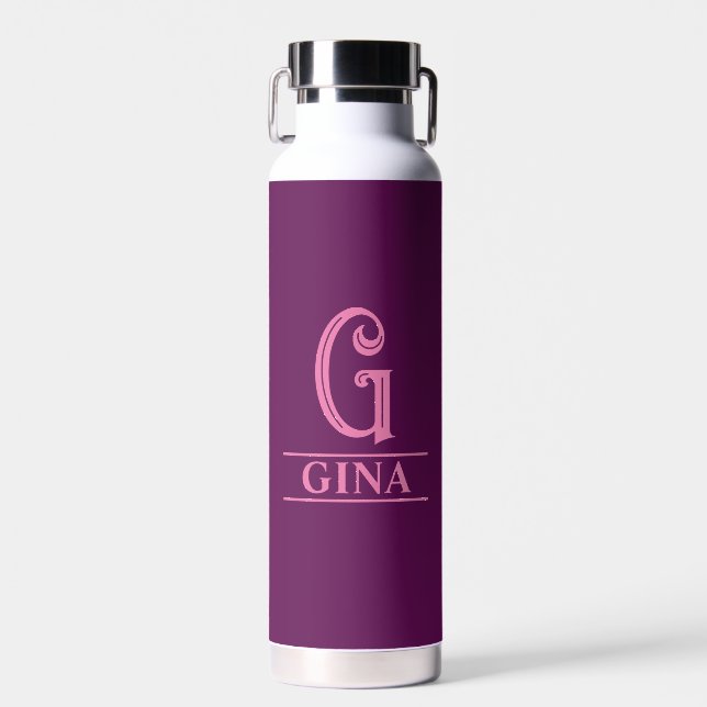 Plum Monogrammed  Water Bottle (Front)