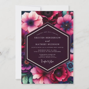Plum Moody Bloom Wedding Invitation