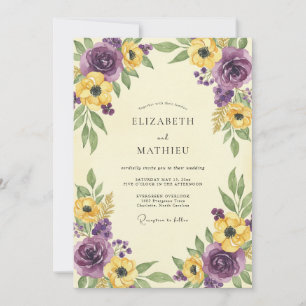 Plum Mustard Wildflower Wedding Invitation