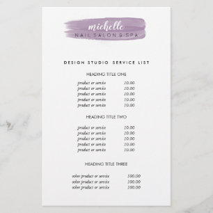 Plum Nail Polish Brush Salon Pricing & Services Flyer