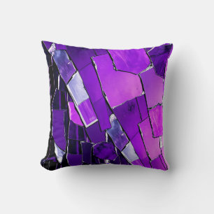Plum Noir Glitch Glam Metallic Texture Throw Pillow