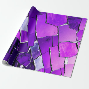 Plum Noir Glitch Glam Metallic Texture Wrapping Paper