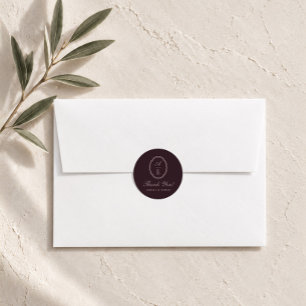 Plum Noir Monogram Classic Round Sticker