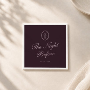 Plum Noir Monogram Rehearsal Dinner Napkins