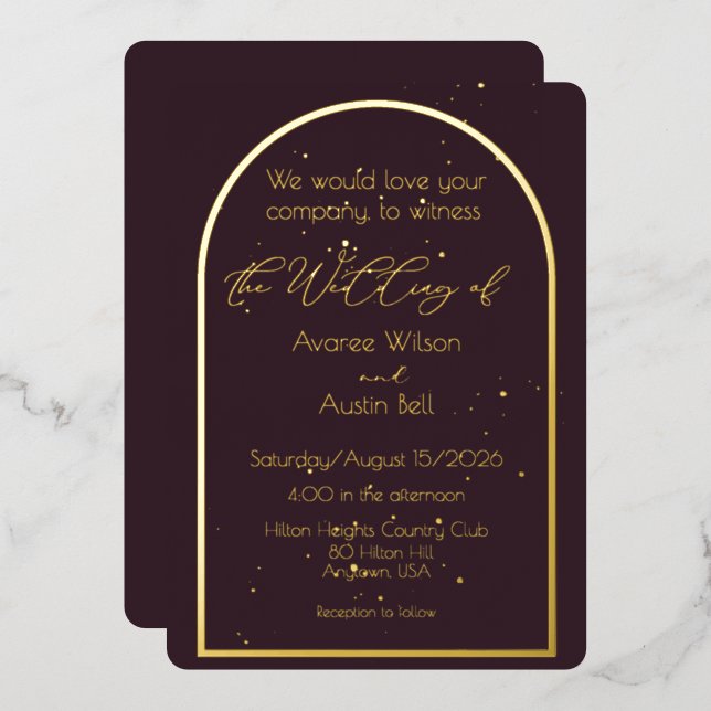Plum Noir Purple Wedding Invitation (Front/Back)
