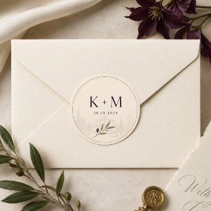 Plum & Olive Botanical Wedding Envelope Seal